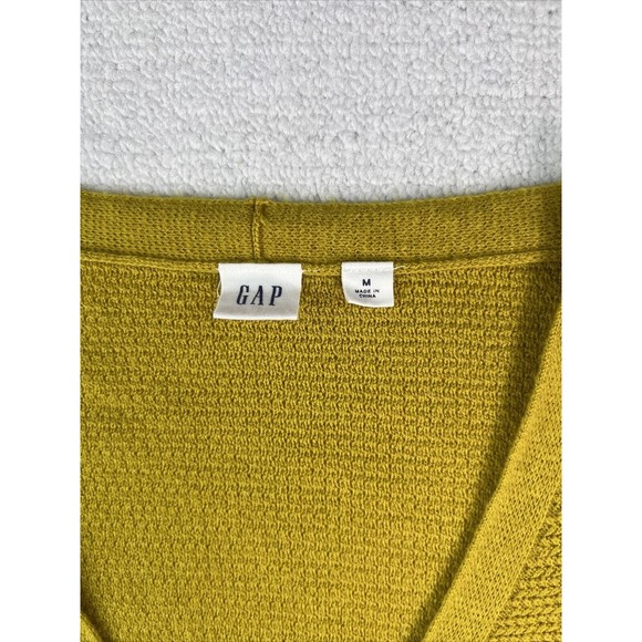 GAP Mustard Gold V-Neck Sweater Merino Wool Blend Womens Medium - Picture 8 of 10